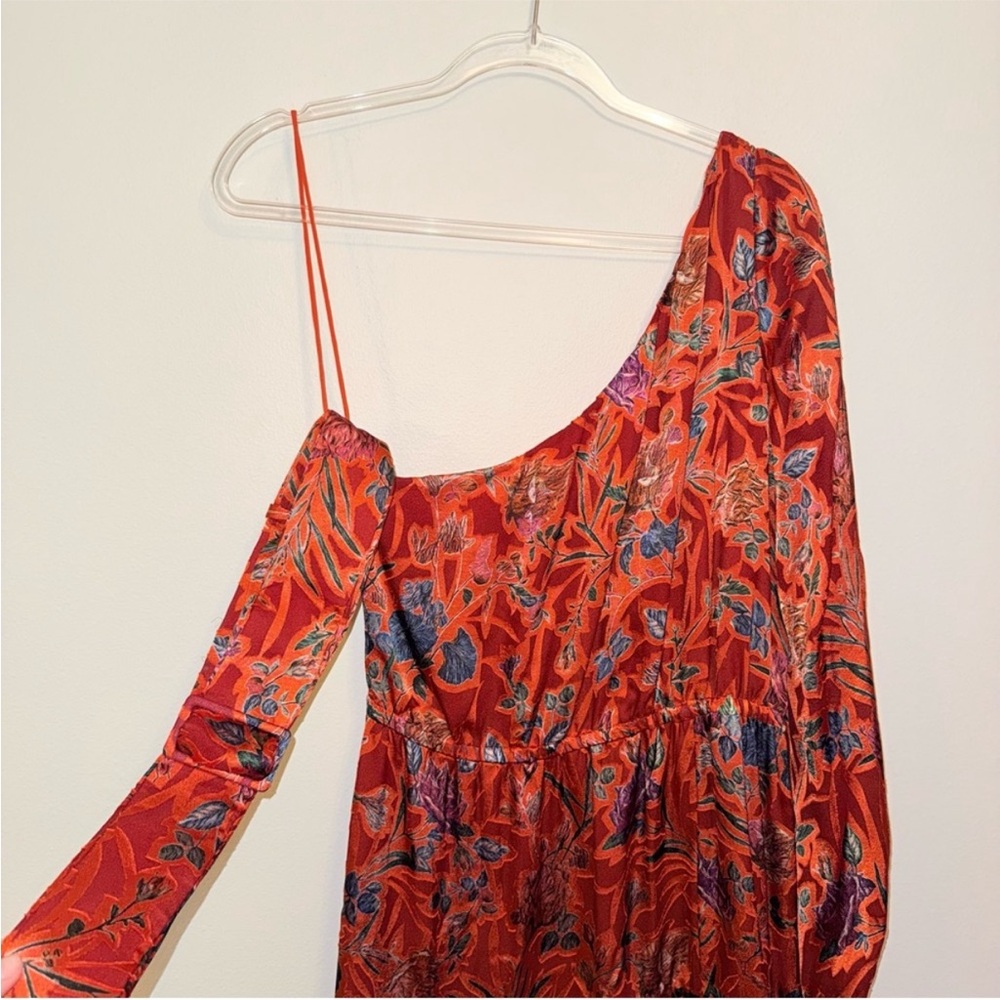 NEW Alexis Marseille One Shoulder High Low Red Floral Asymmetrical Dress Size XL - Picture 14 of 15